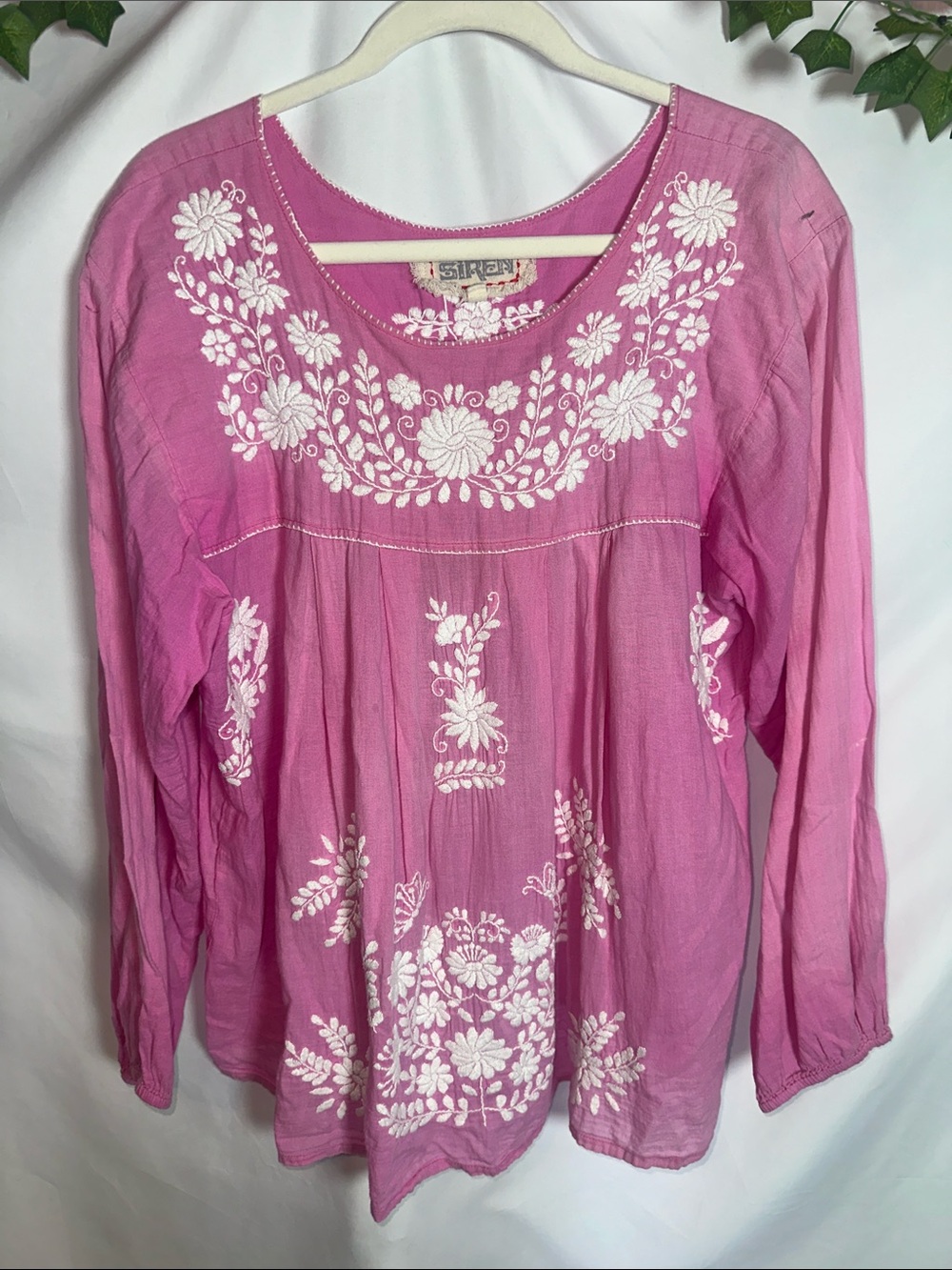 Embroidered Pink Boho Tunic Top